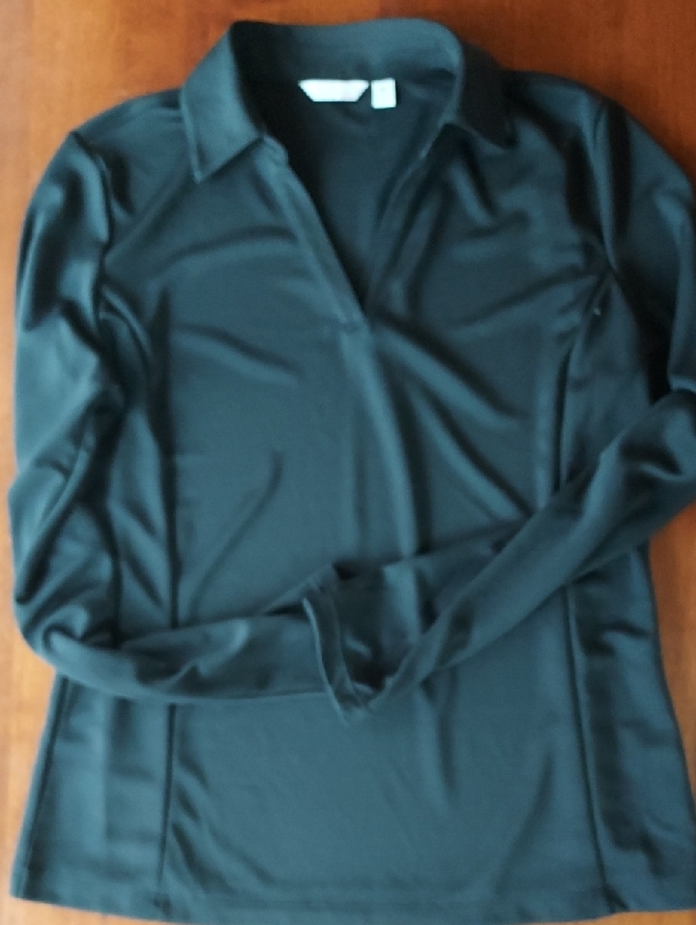 Lady Hagen Long Sleeve Collared Polo Top - Black